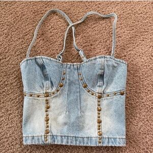 Forever 21 Light Blue Denim Crop Top